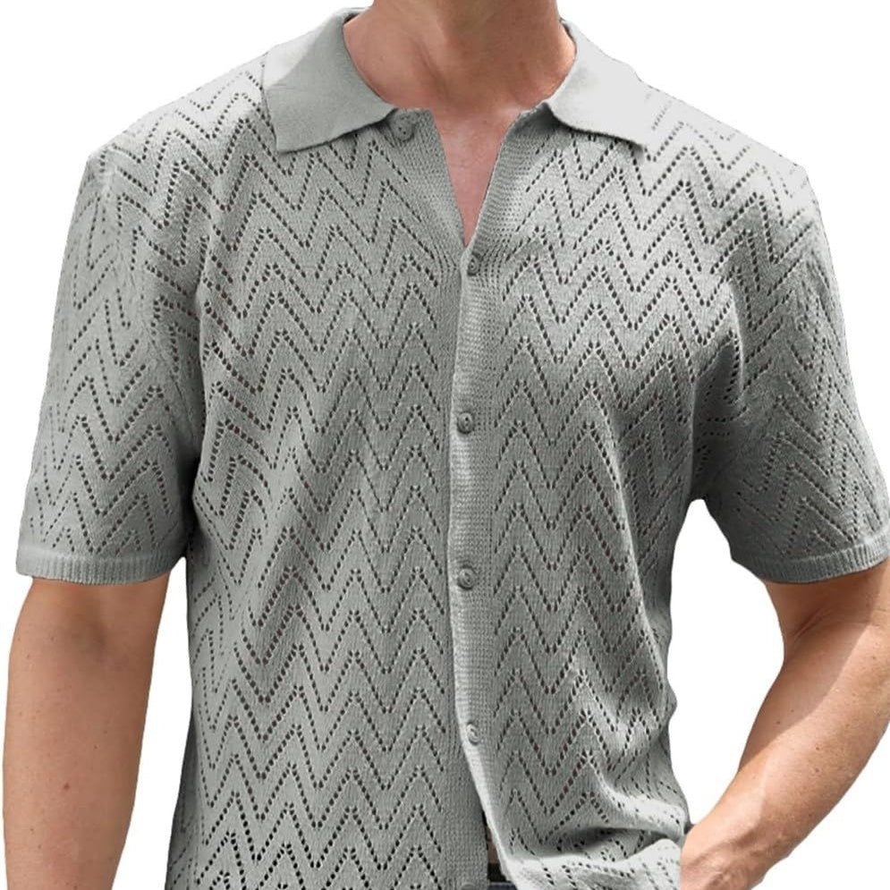 Men’s Summer Hollowed Leisure Short Sleeve Shirt