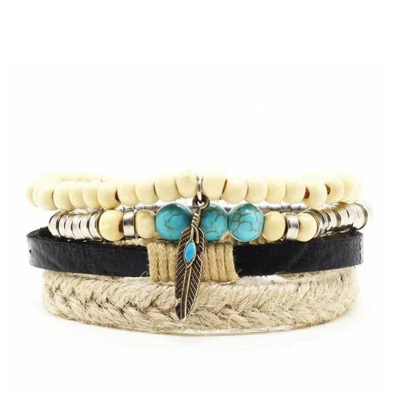 Men’s Vintage Braided Leather Bracelet - ZA-Zola