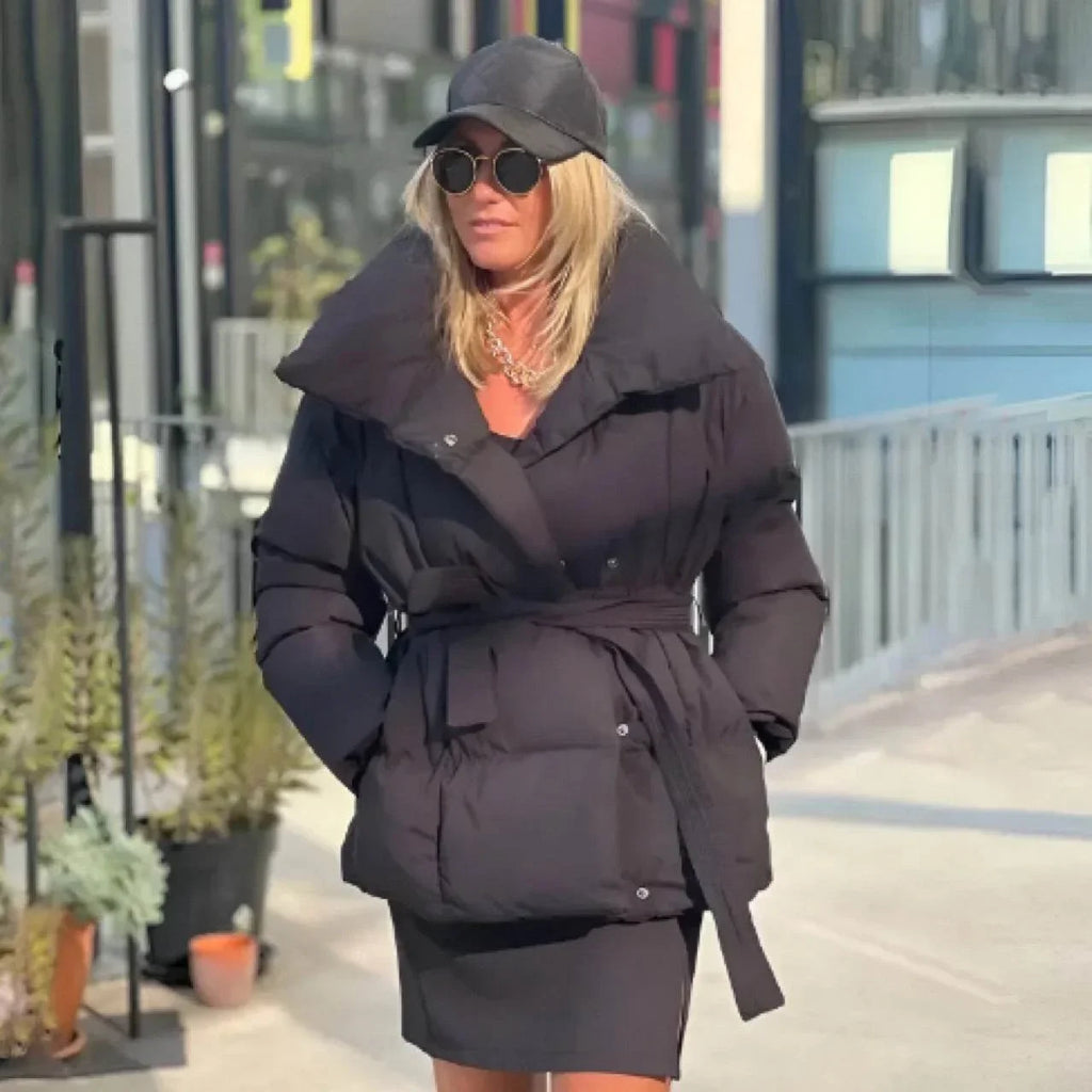 Loose Lace-up Women’s Fashion Coat | Stylish Long Cotton Outerwear - ZA-Zola