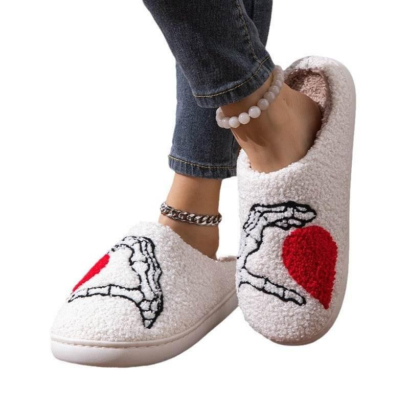 Love Black Hand Cotton Slippers – Warm Indoor Shoes - ZA-Zola