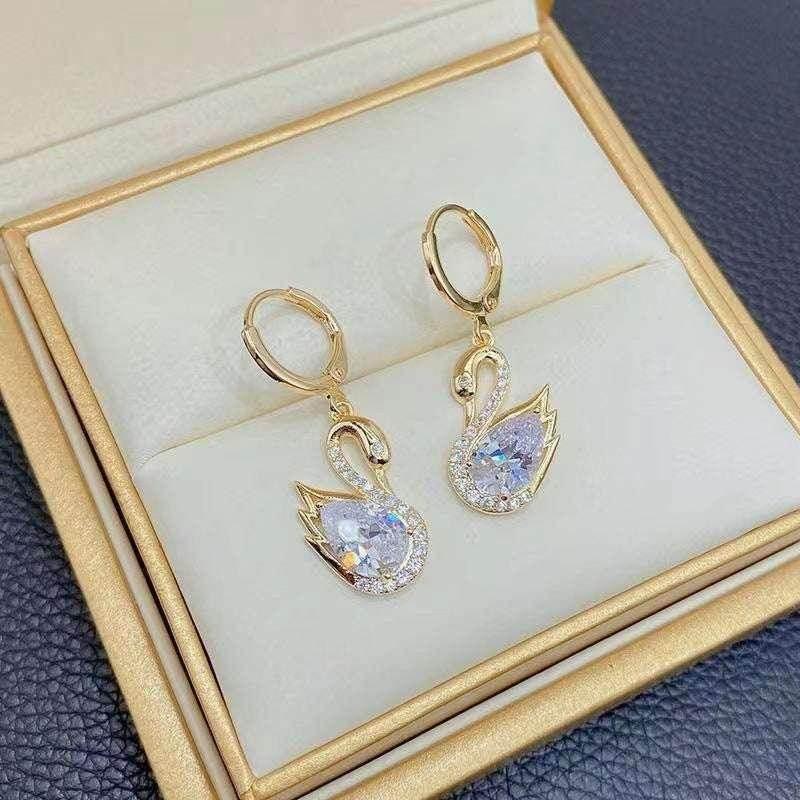 Sweet Swan Rhinestone Earrings for Women – Trendy - ZA-Zola