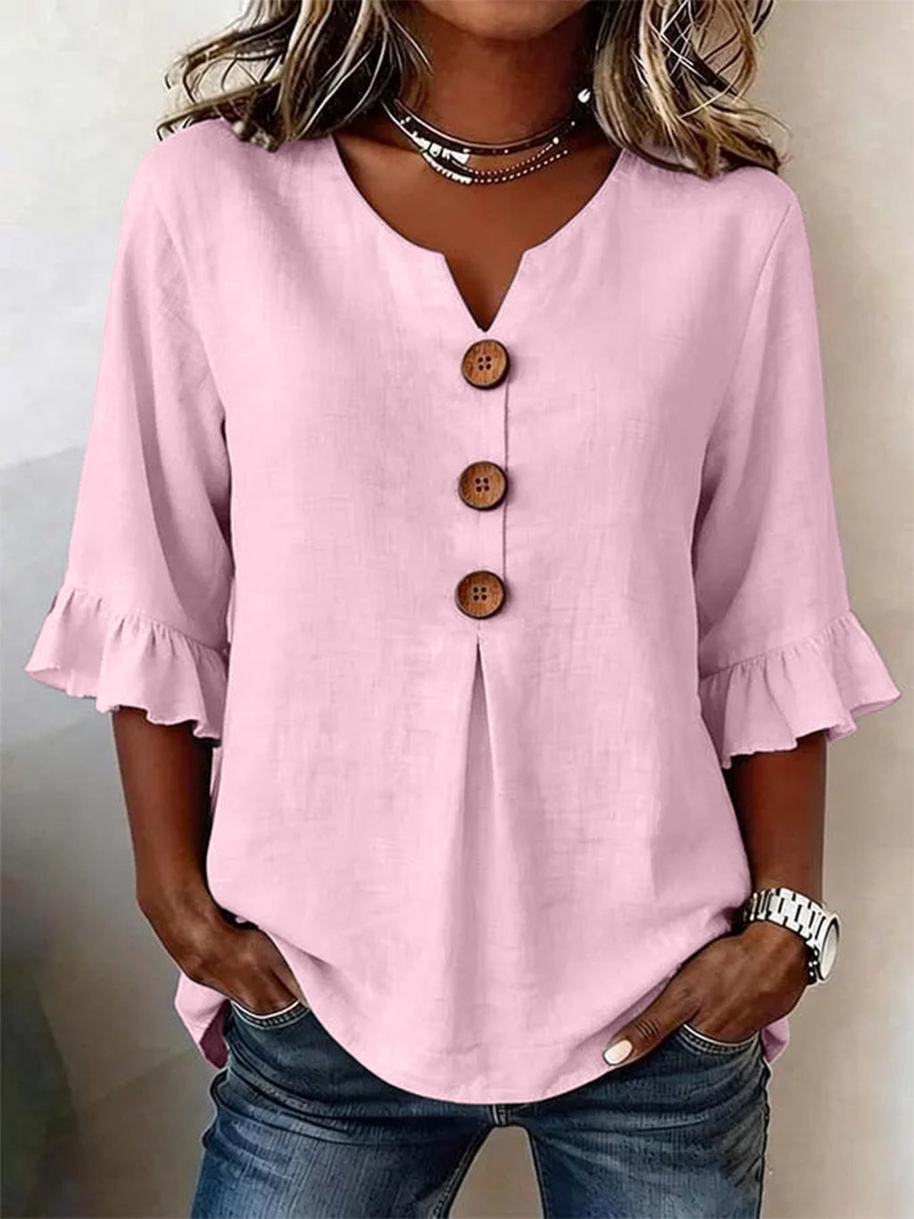 Ruffled V-Neck Summer Top | Women’s Casual Wear