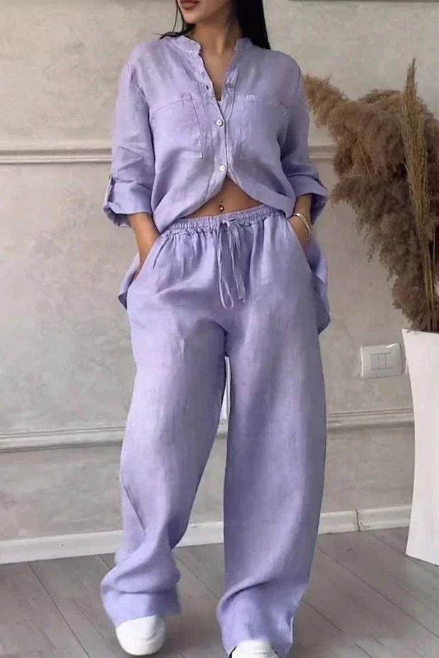 Stand Collar Lace-Up Two-Piece Set for Women - ZA-Zola