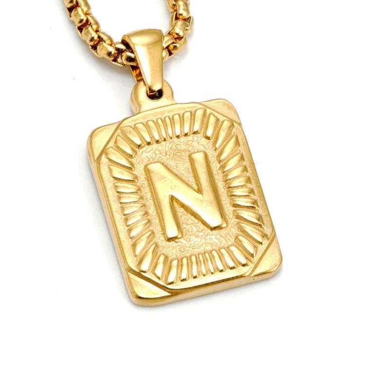 18K Gold Letter Pendant Pearl Chain Necklace - ZA-Zola