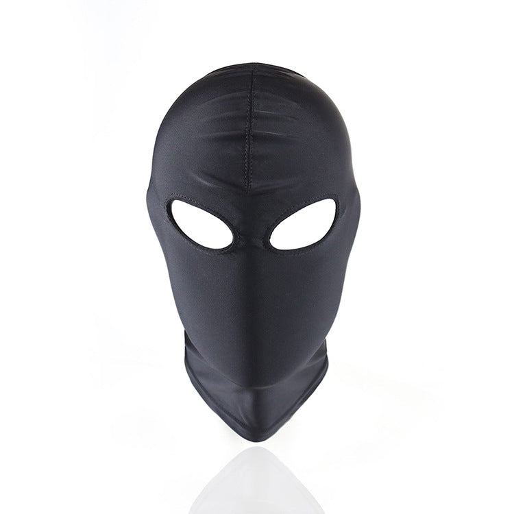 Black balaclava with eye holes on a white background