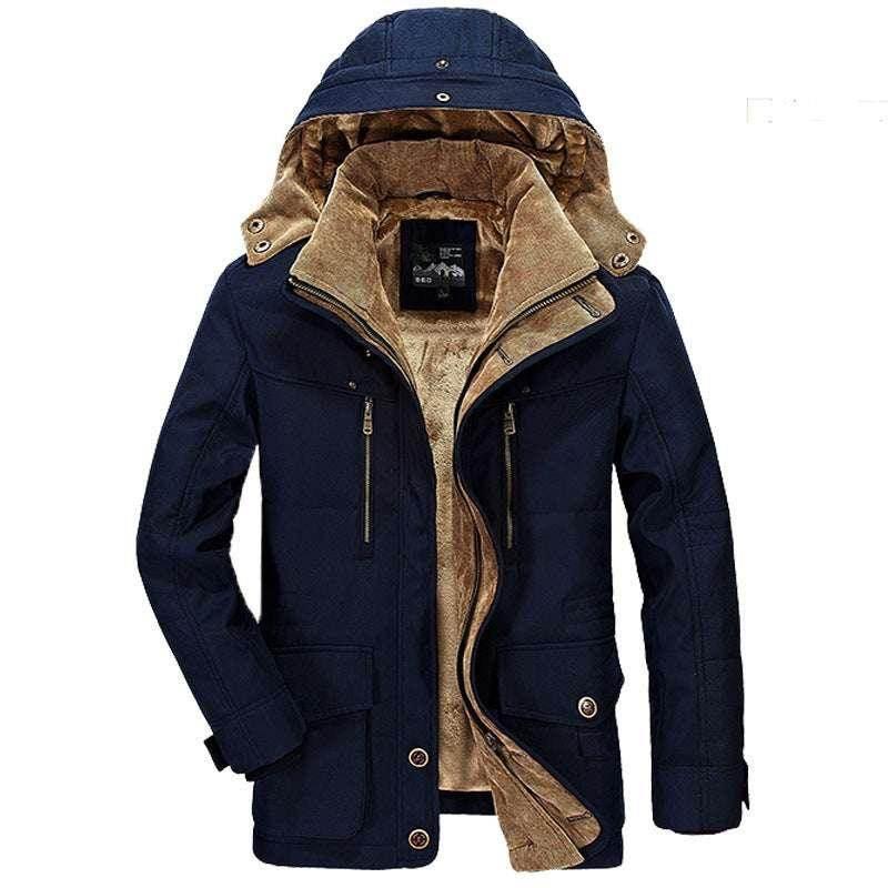 Thickened Multi-Pocket Hooded Men's Cotton Coat - ZA-Zola