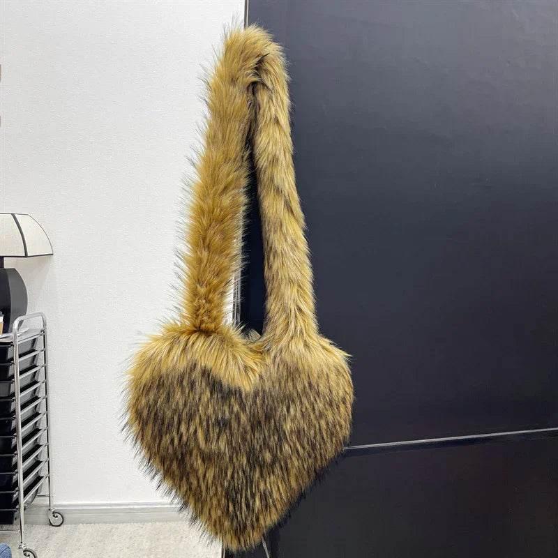 Winter Fleece Heart Shape Bag | Plush Crossbody Handbag - ZA-Zola