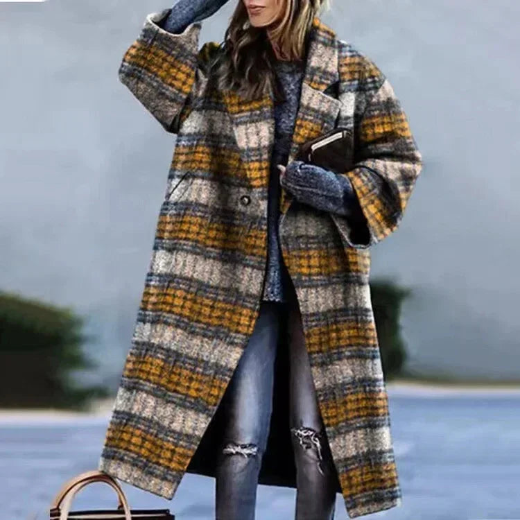 Dragon Phoenix Print Coat for Women – Woolen Long Lapel Jacket - ZA-Zola