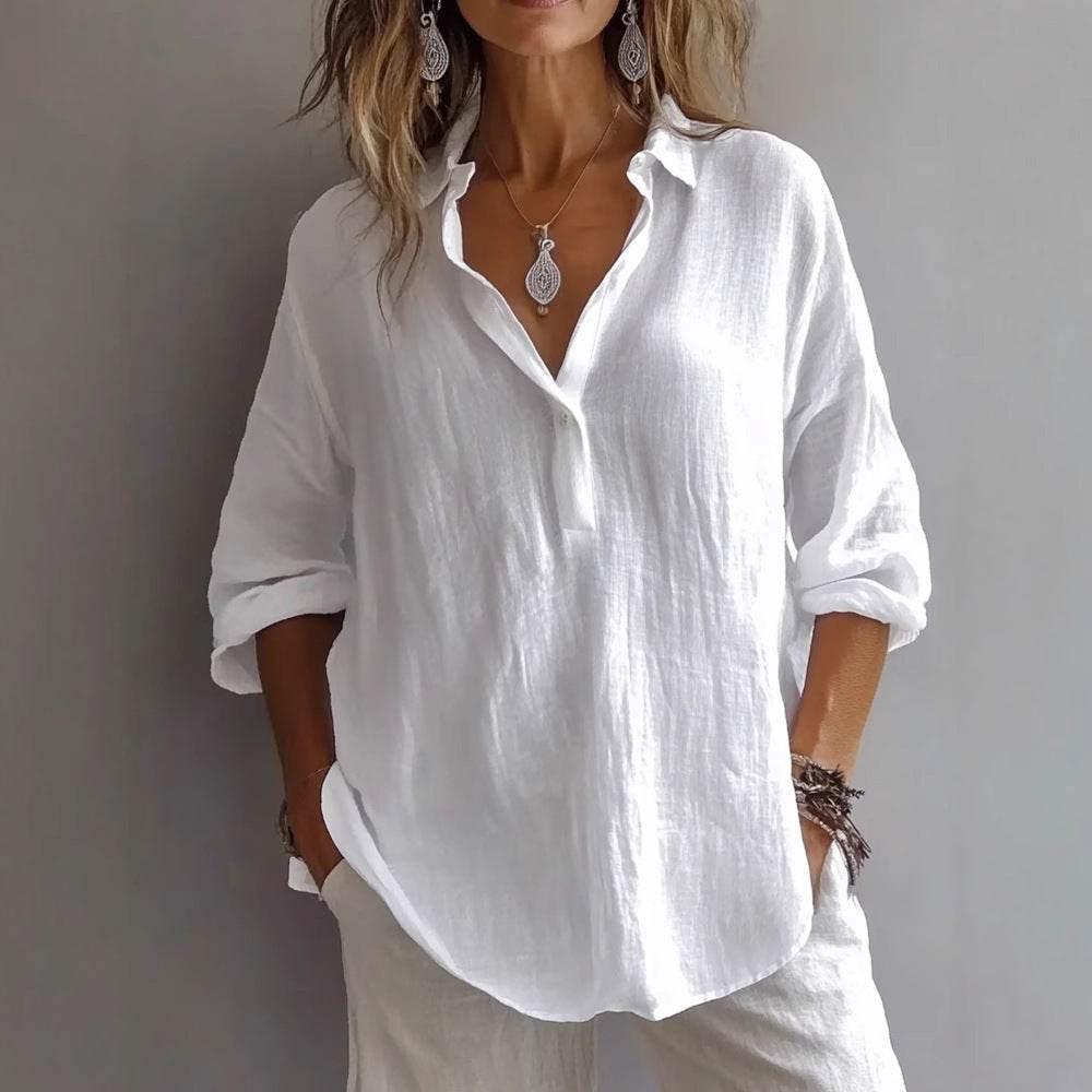 Lapel Pullover Shirt – Women’s Long Sleeve - ZA-Zola