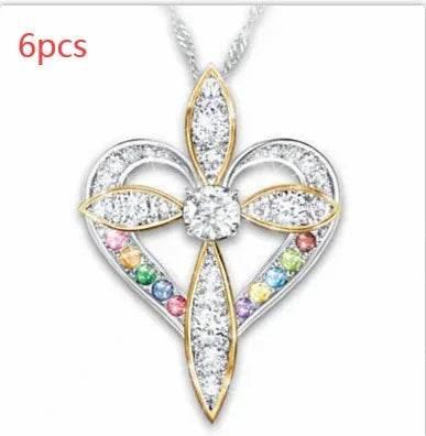 Love Heart Cross Pendant Necklace – Unisex Alloy - ZA-Zola