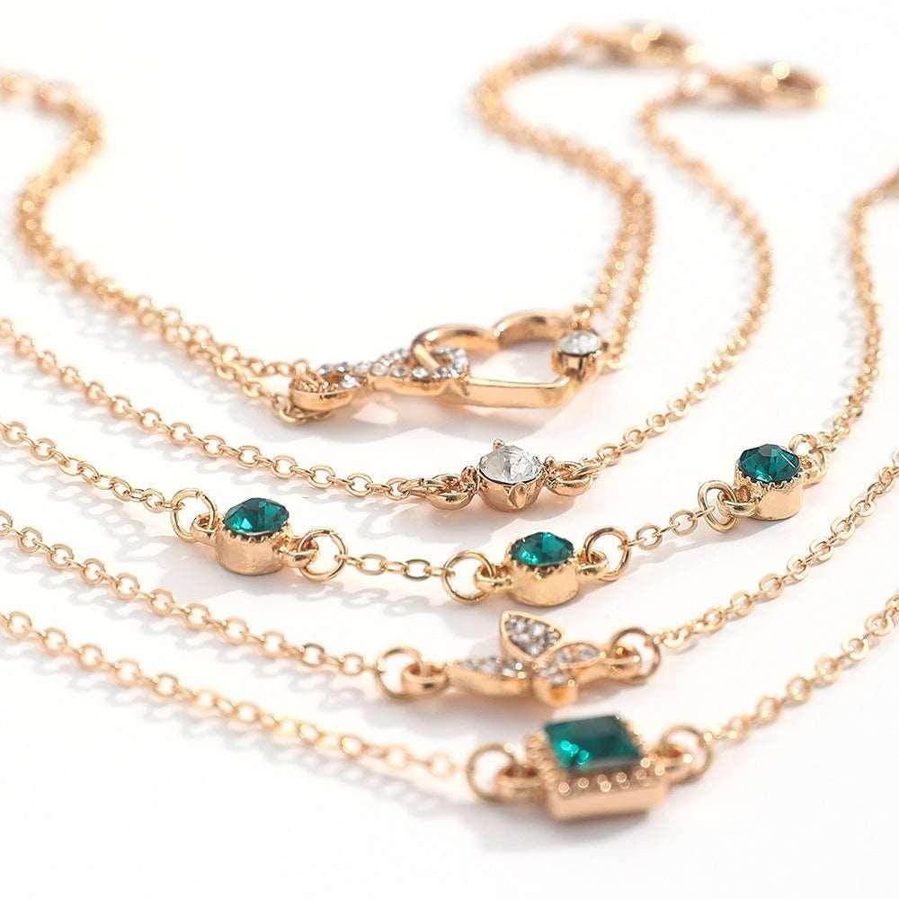 Bohemian Green Crystal Bracelet Set | Elegant Jewelry - ZA-Zola