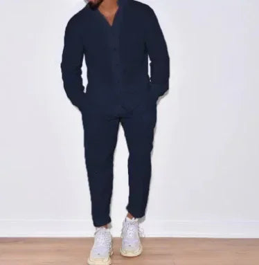 Men Linen Lounge Suit Long Sleeve Shirt & Trousers - ZA-Zola