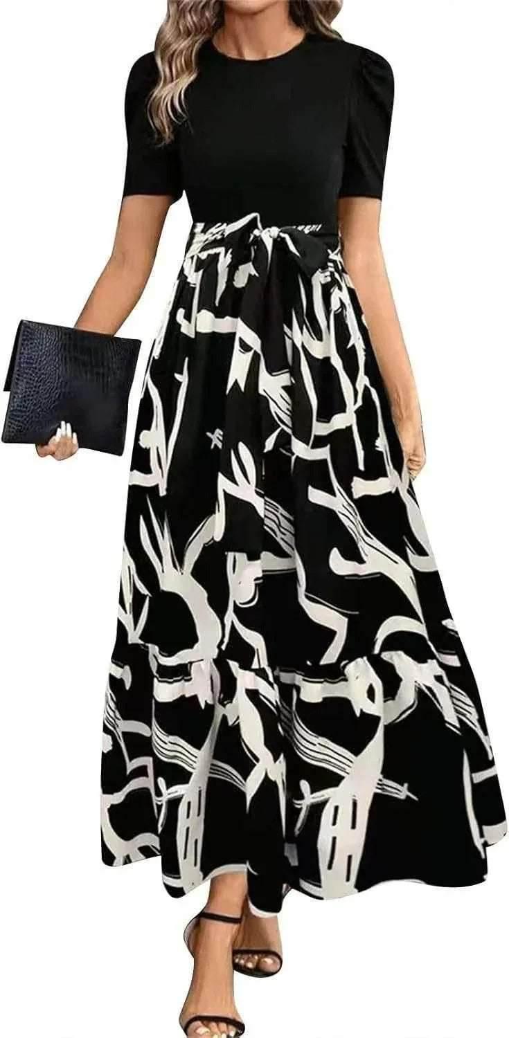 Elegant Floral A-Line Vacation Dress - ZA-Zola