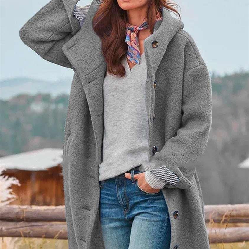 Women Tweed Trench Coat Thickened Medium Length - ZA-Zola