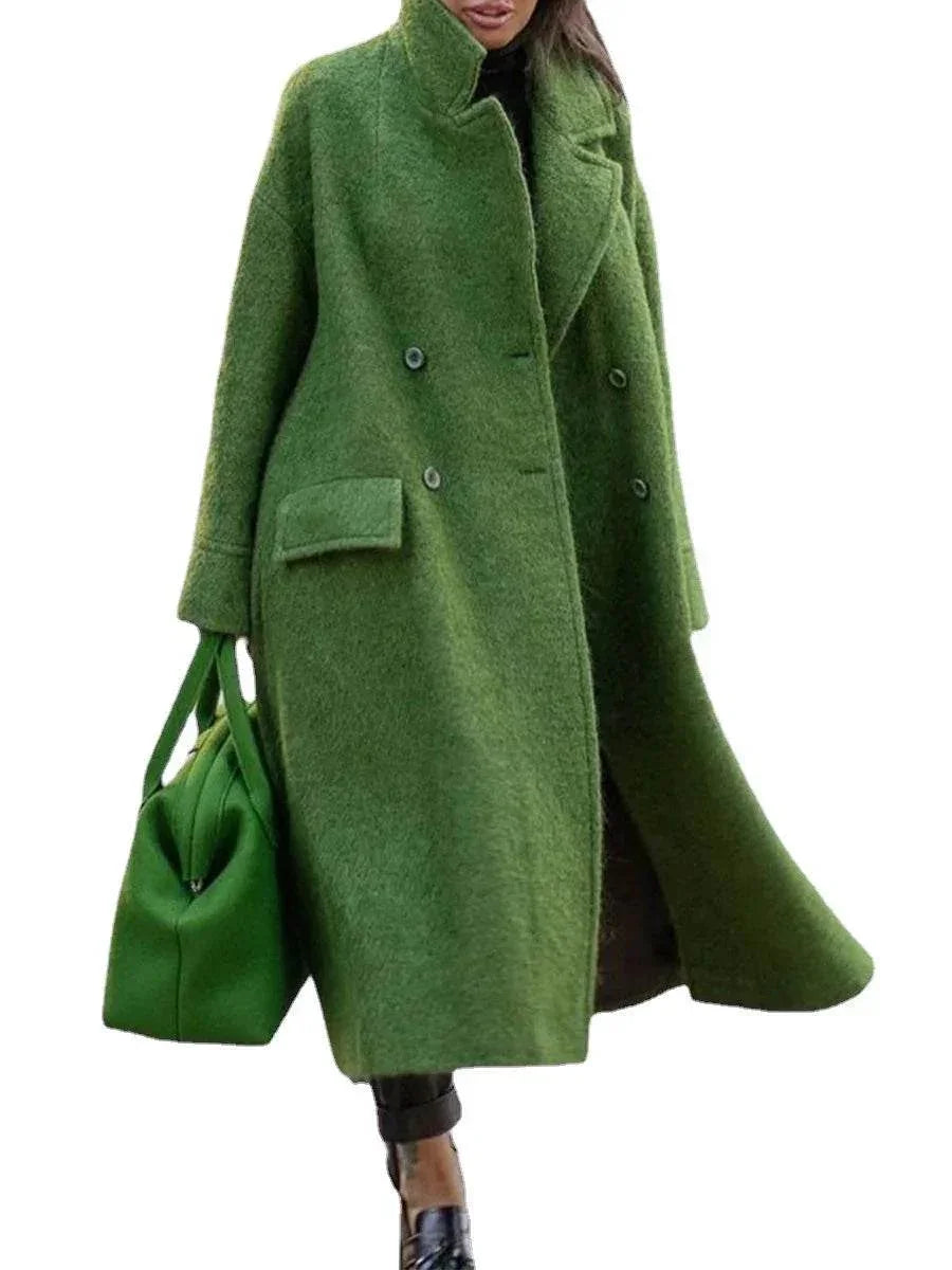 Long Woolen Coat – Solid Color Temperament Commuting Coat - ZA-Zola