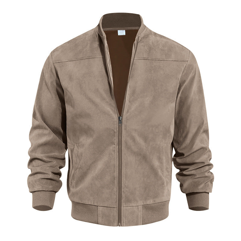 Brown suede jacket on a white background
