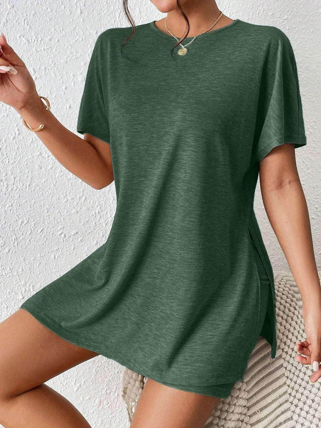 ZA-Zola trendy women's green t-shirt dress, casual chic fashion, short sleeves, UK style