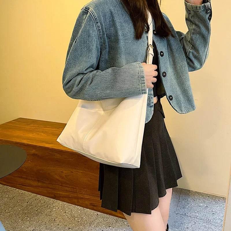 Large Capacity Commuter Tote Bag | Stylish White Ditch Bag - ZA-Zola