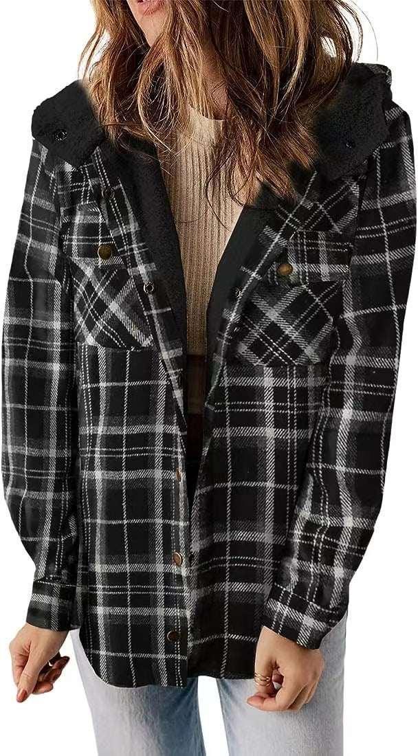 Plaid Hooded Woolen Coat | Thick Fleece Warm Jacket - ZA-Zola
