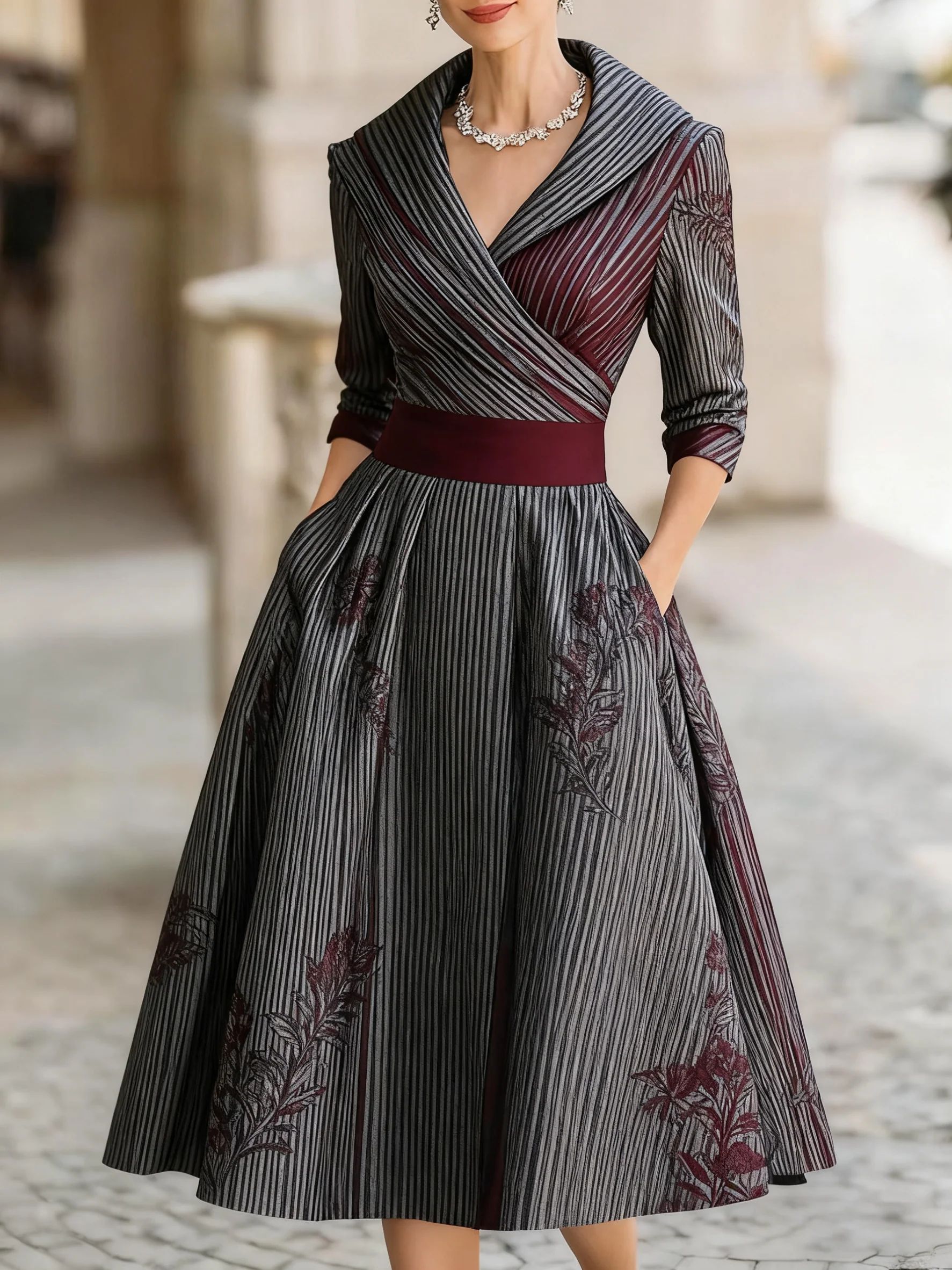 Elegant High Waist Long Sleeve Formal Maxi Dress for Women