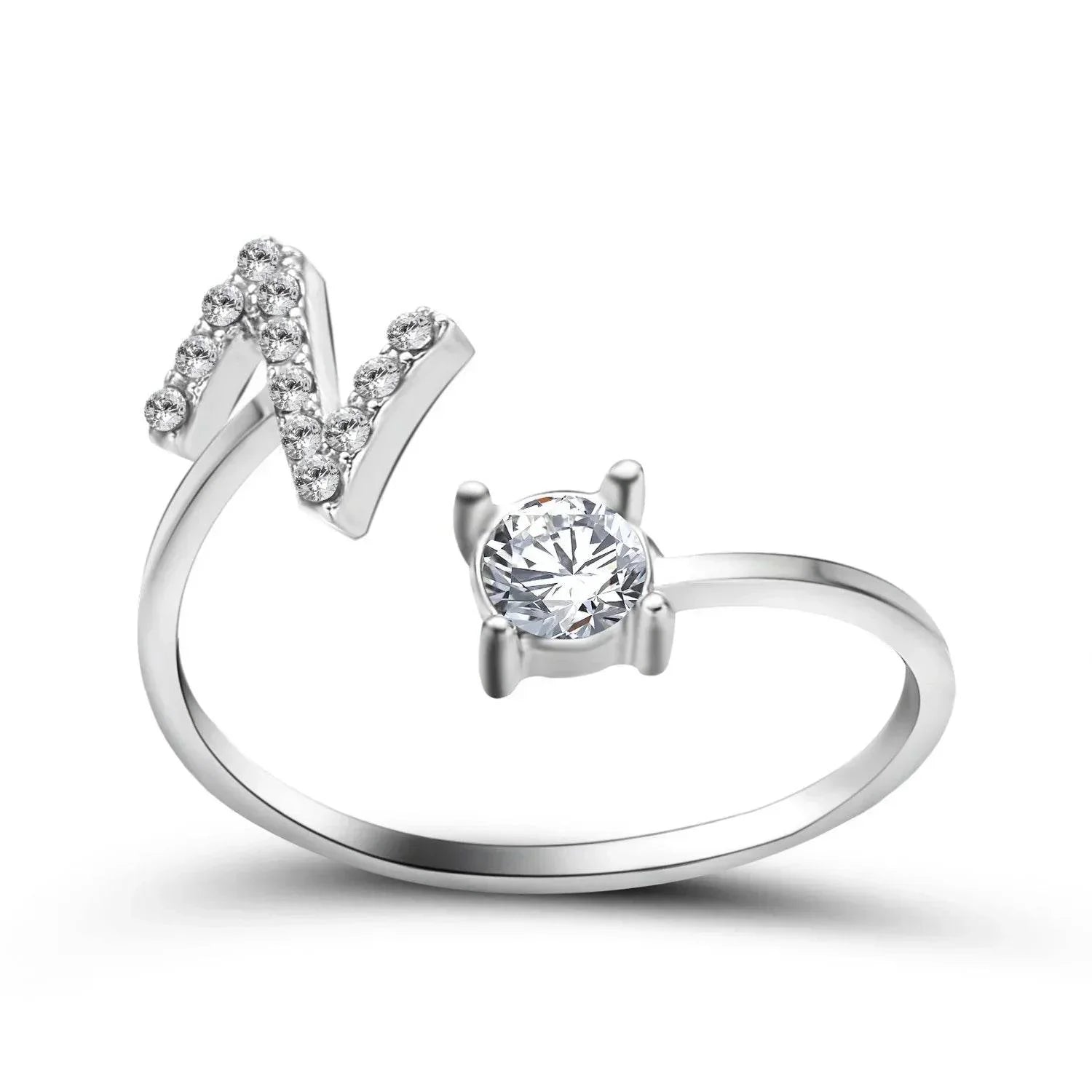 Adjustable A–Z Initial Ring for Women with Zircon - ZA-Zola