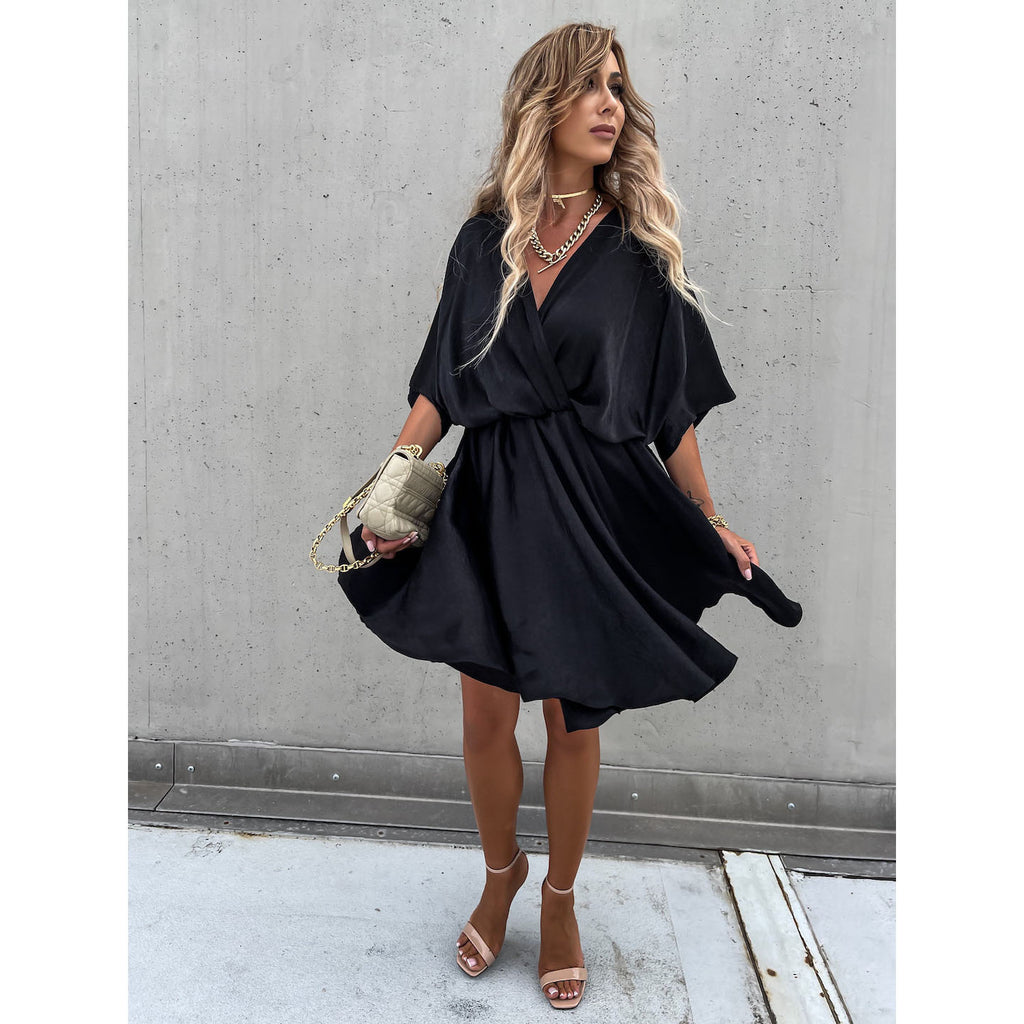 Women's Satin Loose Casual Vacation Midi Dress