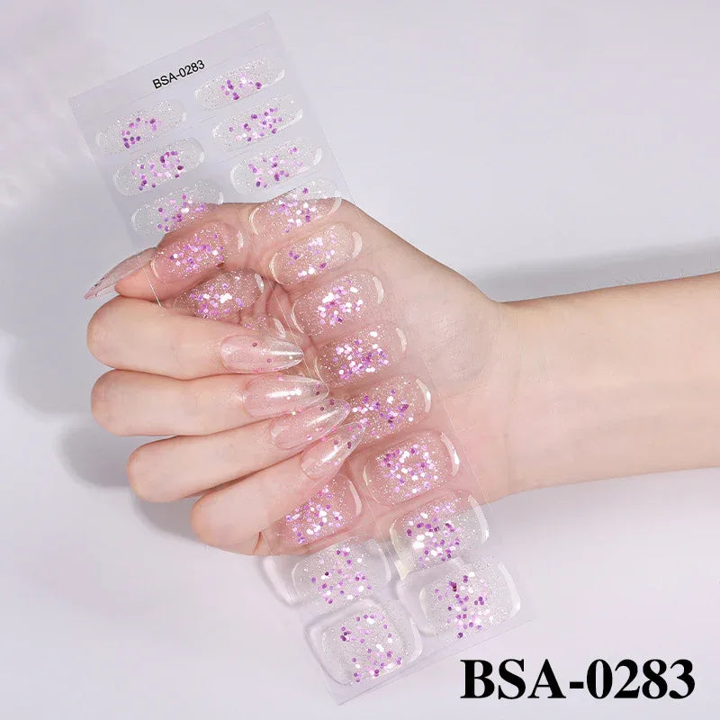 Simple Solid Color No-Bake Gel Nail Stickers - ZA-Zola