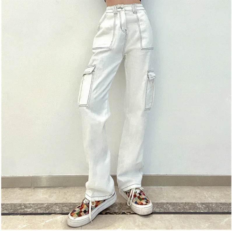 High Waist Workwear Jeans with Pockets - ZA-Zola