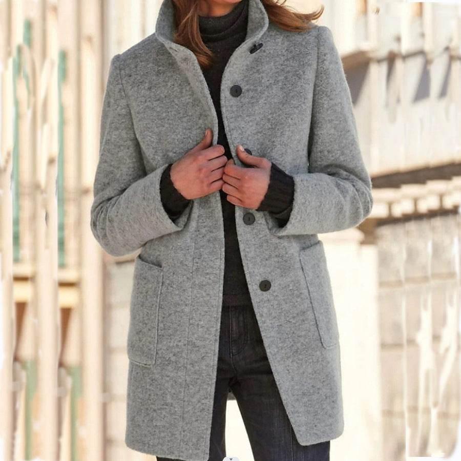 Fashion Stand Collar Woolen Coat with Pockets for Women - ZA-Zola