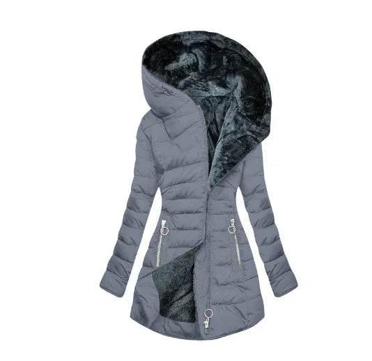 Shop Plush Hooded Mid-Length Cotton Coat – Stay Warm - ZA-Zola