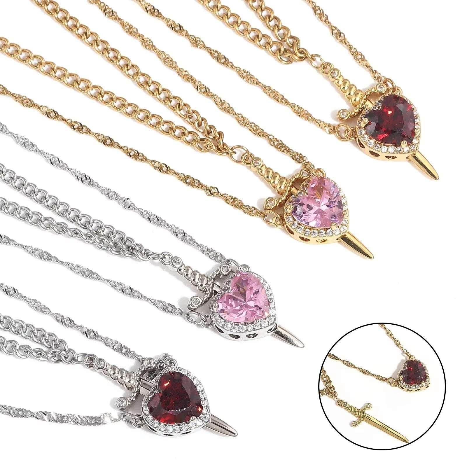 Heart & Sword Necklace Set - Gift for Couples - Buy Now! - ZA-Zola