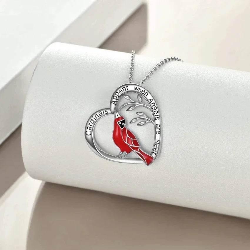 Heart Shaped Cardinal Pendant Necklace Gift - ZA-Zola
