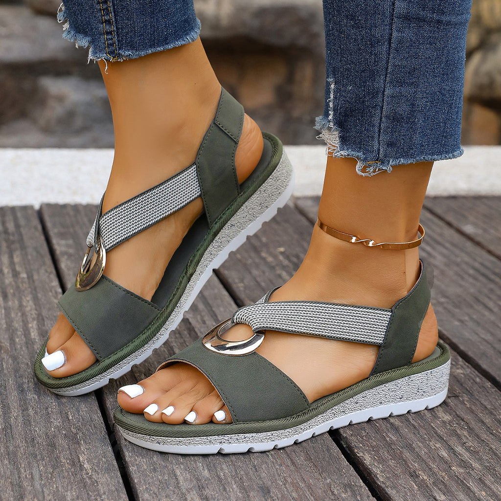Women’s Fish Mouth Hemp Rope Metal Buckle Summer Sandals