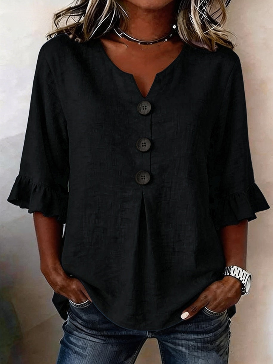 Ruffled V-Neck Summer Top | Women’s Casual Wear
