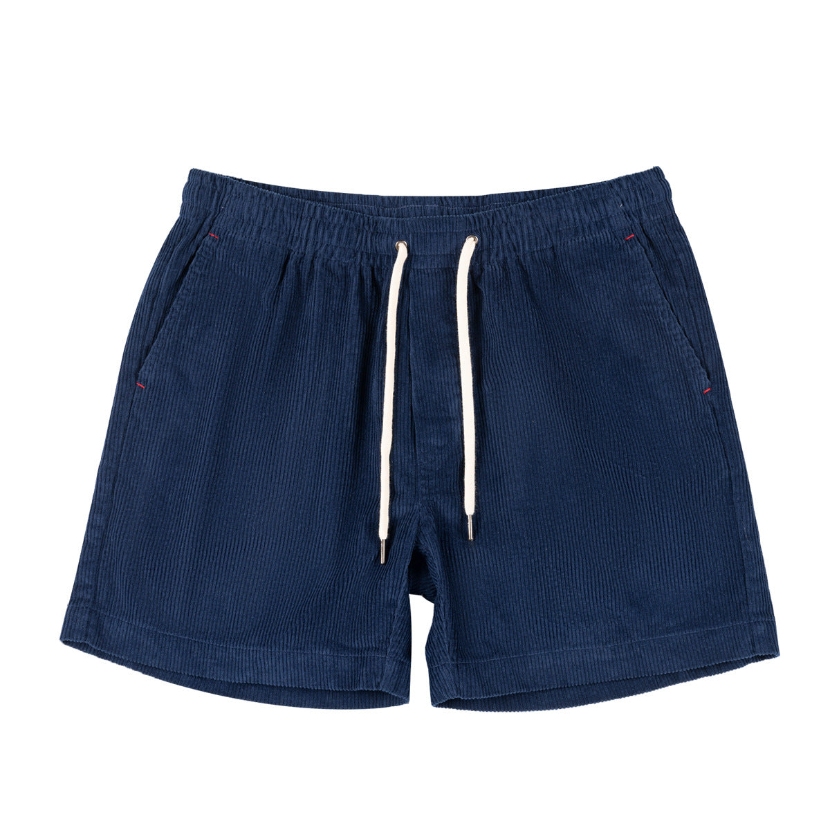 Blue shorts with drawstring on a white background