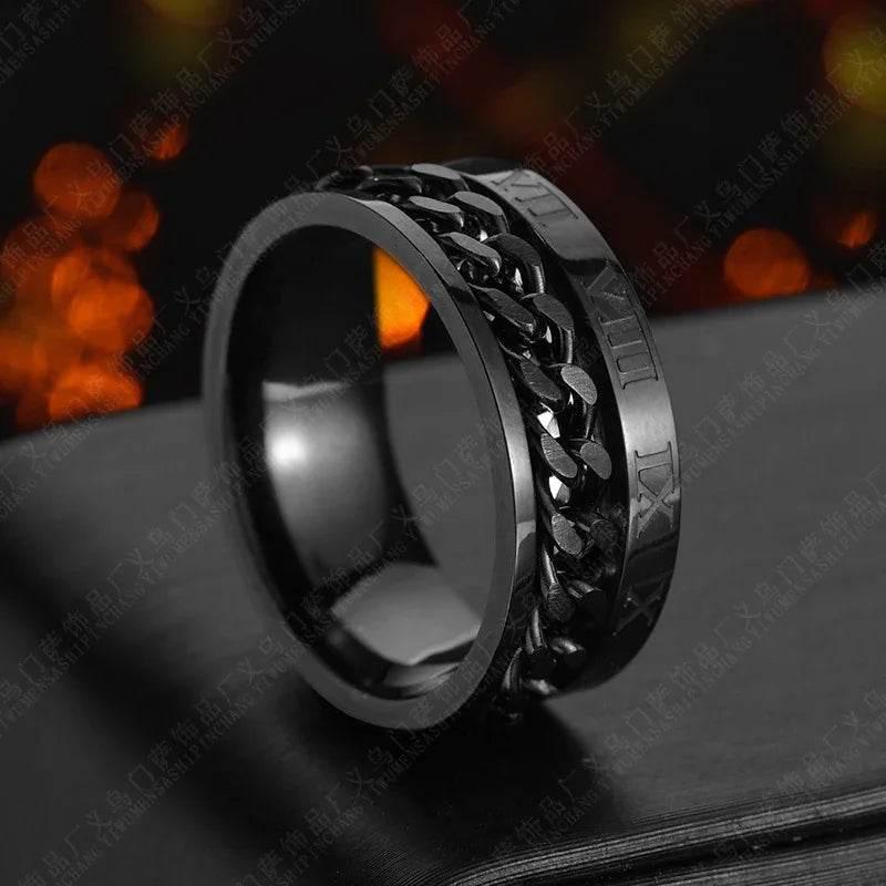 Titanium Ring – Roman Chain Spinner Ring for Men - ZA-Zola