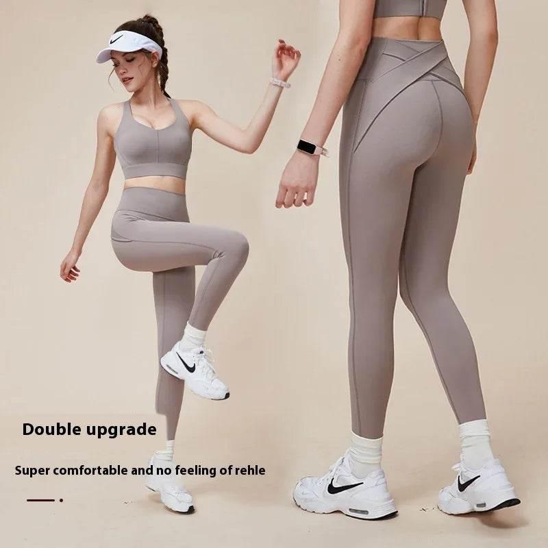 Cross Hip Lifting High Waist Yoga Pants – Waist-Slimming Design - ZA-Zola