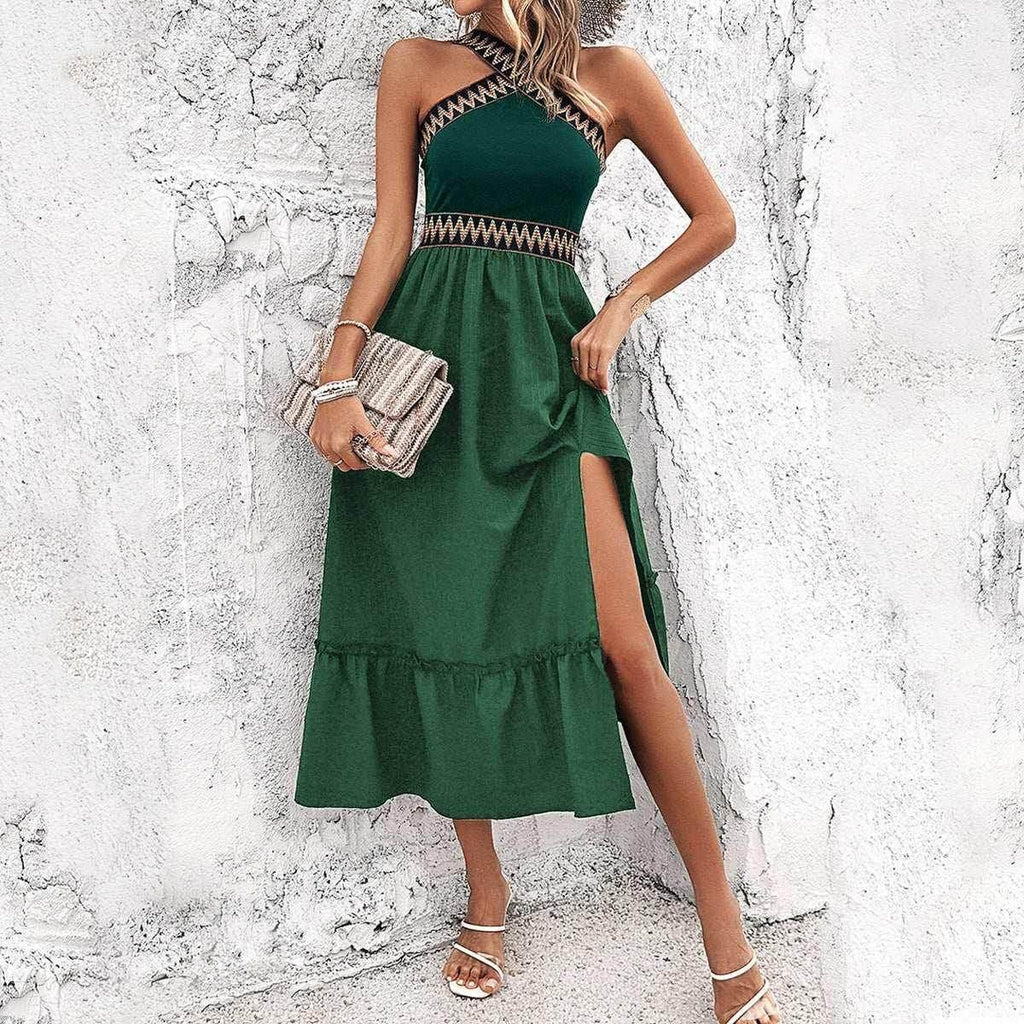 Women's Elegant Halter High Waist Dress - Chic Style - ZA-Zola