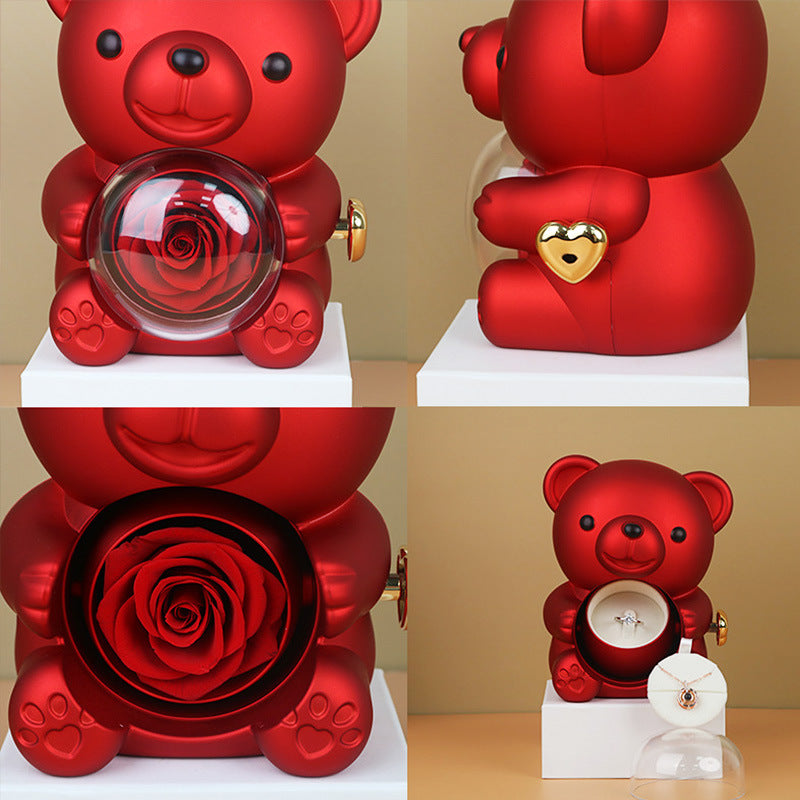 Rotating Bear Gift Box Rose Jewelry Box – ZA-Zola
