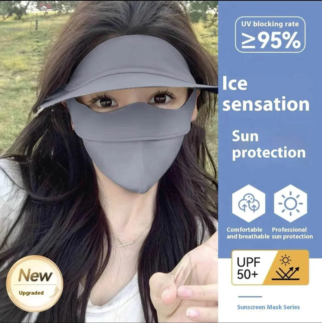 Women's Ice Silk Sun Hat Mask – Full Face Cover - ZA-Zola
