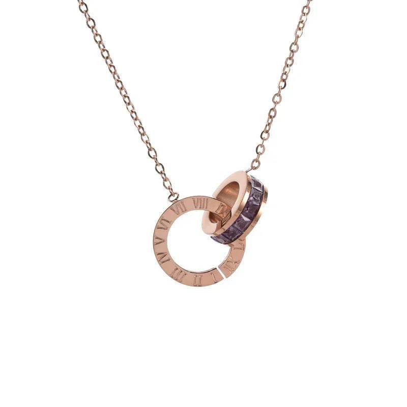 Roman Numeral Diamond Pendant Necklace Women - ZA-Zola