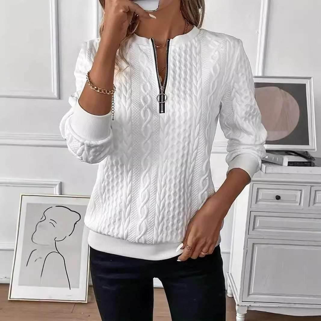 ✨ Solid Color Zipper Pullover – Shop Now! - ZA-Zola