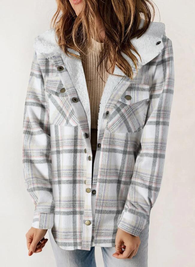 Plaid Hooded Woolen Coat | Thick Fleece Warm Jacket - ZA-Zola