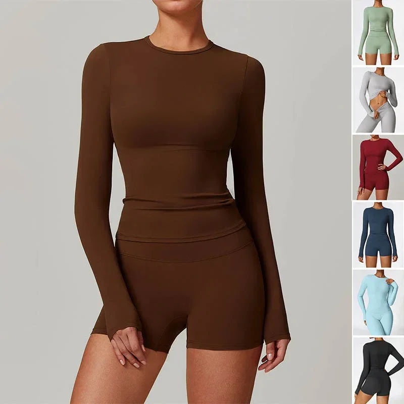 Women Long Sleeve Yoga Top Slim Fit Activewear - ZA-Zola
