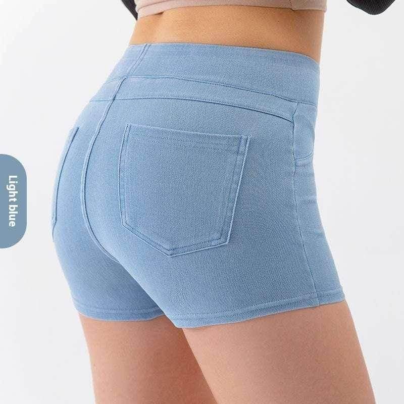 High-Waist Hip Lift Yoga Denim Shorts for Women - ZA-Zola