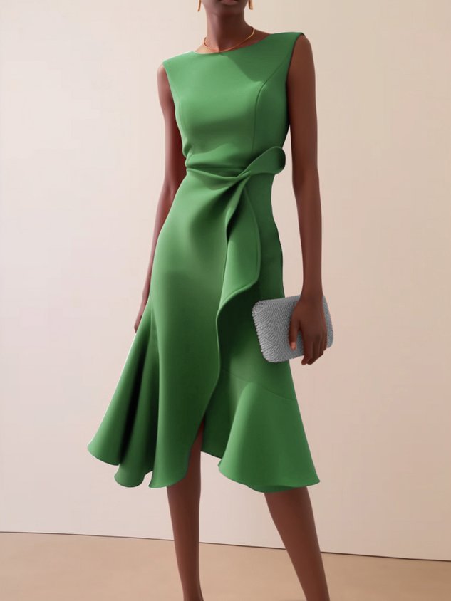 Women’s Sleeveless Round Neck Temperament Long Dress