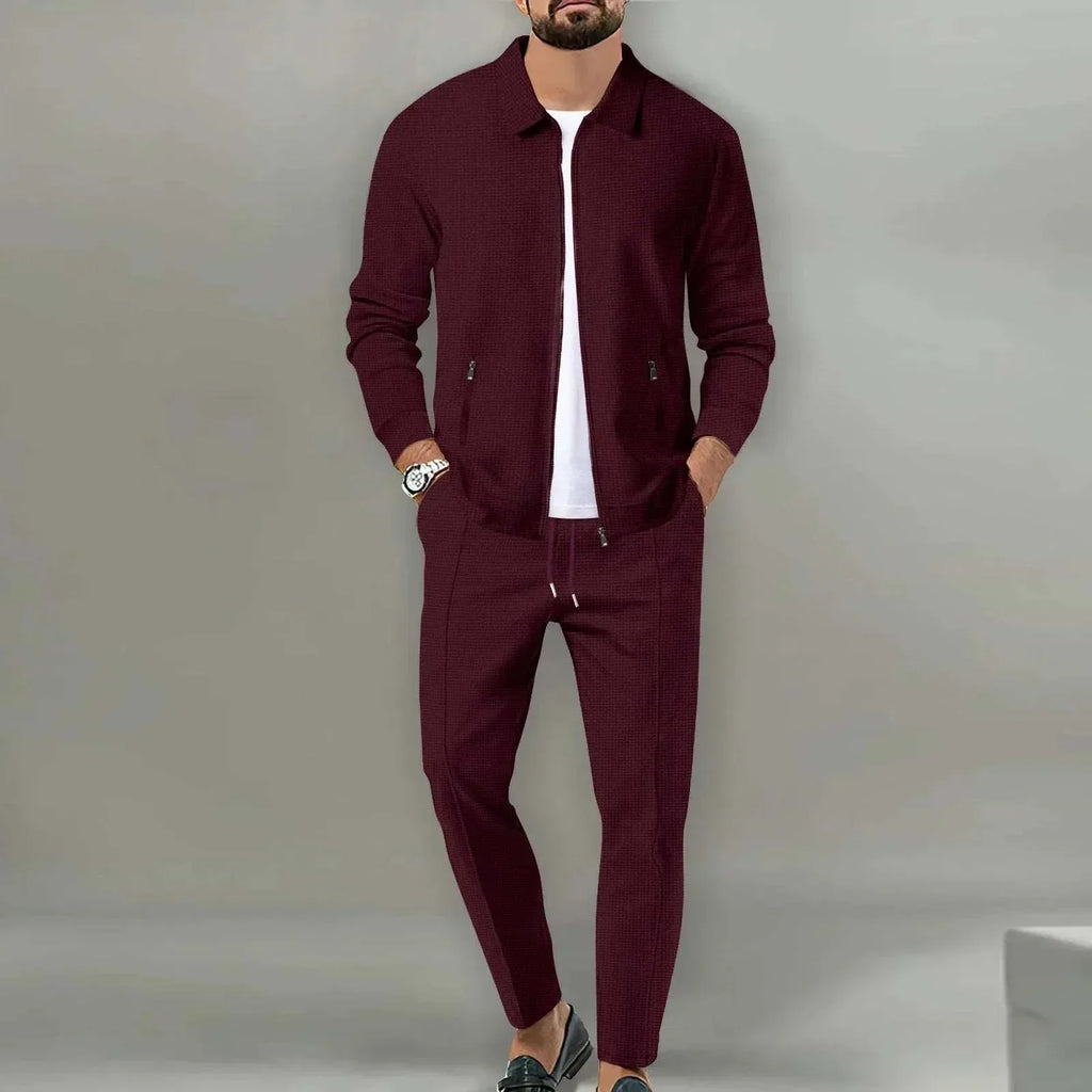 Men’s Slim Fit Jacket Set – Zipper Pocket Lapel Suit - ZA-Zola