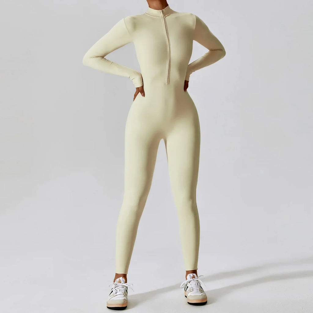 Women Zipper Yoga Jumpsuit Long Sleeve Sportswear - ZA-Zola