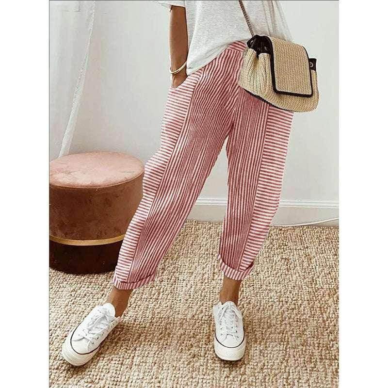 Striped Summer Loose Pants – Women’s Casual Trousers - ZA-Zola