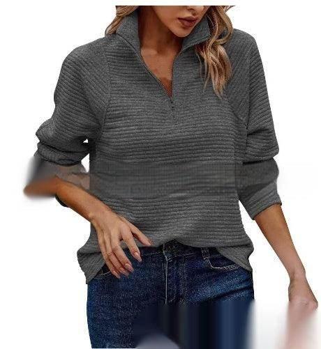 Women's Zipper Knit Pullover – Sporty & Stylish - ZA-Zola